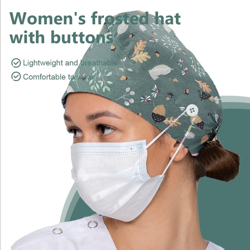 CPJJ Women's Surgical Cap, Fabric, Nurse Cap, Pack of 1, Green