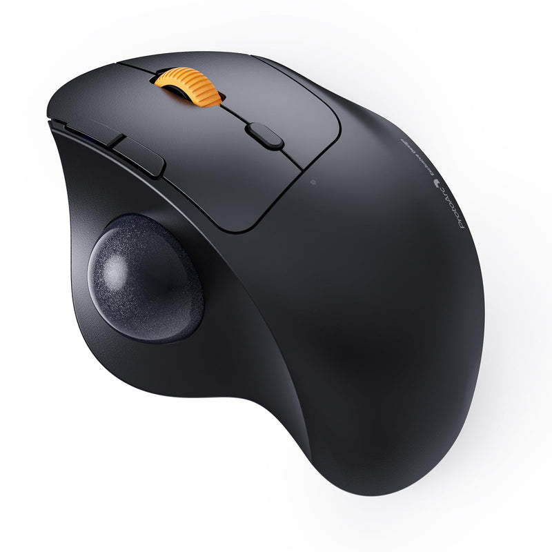 ProtoArc EM04 Wireless Trackball Mouse, Bluetooth Trackball Mouse | Thumb-control design reduces wrist fatigue, connect 3 devices via Bluetooth/2.4G USB-A, 500mAh rechargeable battery Gray