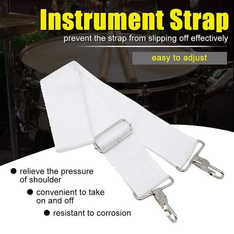 Snare Drum Strap, Adjustable Nylon Snare Drum Shoulder Sling Strap Belt Hand Drum Sling Comfort Percussion Instrument Belt, White