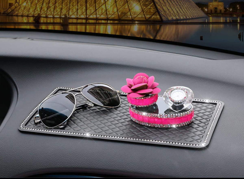 Glitter Bling Crystal Anti-Slip Phone Hold Dashboard Sticky Pad Non-Slip Mat (Black) Black