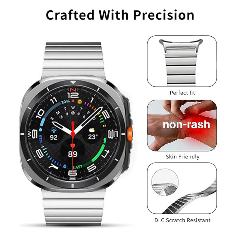 No Gap Titanium Magnetic Strap for Galaxy Watch Ultra 2/1 2026 | Metal Strap Wristband Accessory for Samsung Ultra 47mm (2025/2024)| 40% Lighter than Steel,Hypoallergenic,Fit Wrist 6"-8",Men grey