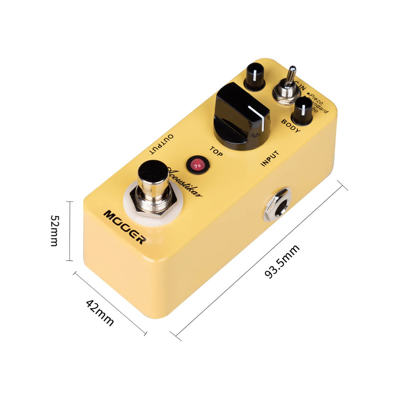 MOOER Acoustikar Acoustic Guitar Pedal Simulator Pedal, 3 Modes Piezo/Standard/Jumbo, Nature and Smooth Acoustic Guitar Sound