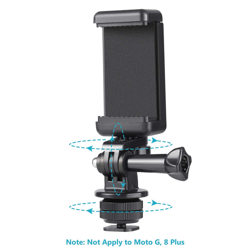 NEEWER Phone Holder / Hot Shoe Mount Adapter Kit Compatible with Action Camera GoPro Hero 11 10 9 8 7 6 5, DJI OSMO Action/Action 2, iPhone13 Pro Max, Samsung, Attaching on DSLR Camera or Ring Light