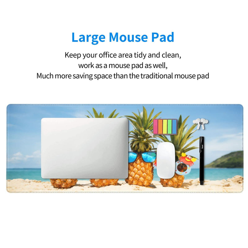 Pineapple Mouse Pad Stitched Edge XL Large Mousepad 31.5" X 12" Rubber Base Non Slip Desk Mat for Laptop Pc Computer Gaming Pineapple