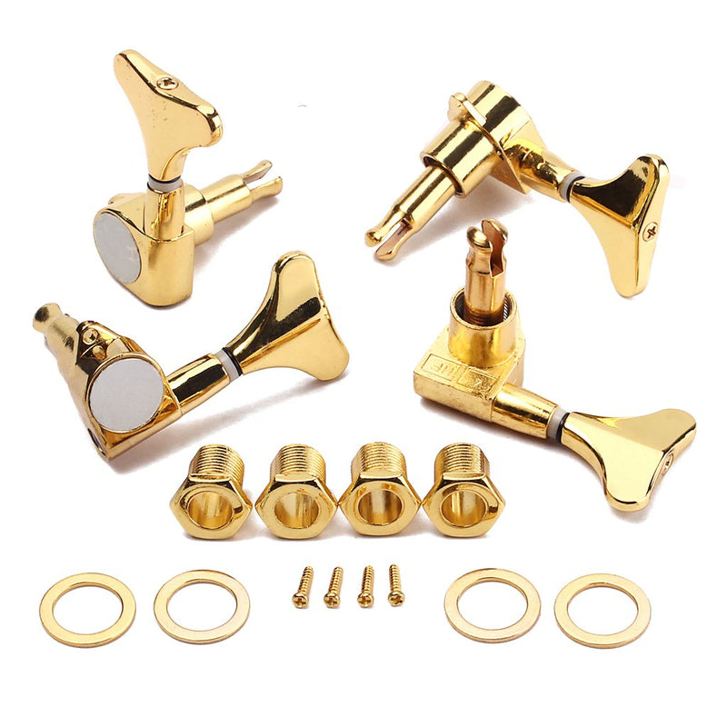 Sealed Bass Guitar Tuning Pegs Keys 2R2L Machine Head Tuners for Precision Bass and Jazz Bass Accessories (Gold) Gold