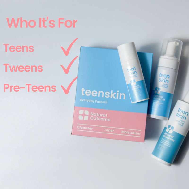 Teen Skin 3-Step Skin Care Kit | Daily Boys & Girls Skin Care Regimen | Face Wash, Toner, & Moisturizer | Perfect for Teens Preteens & Kids Looking to Prevent Acne | 3 Pc
