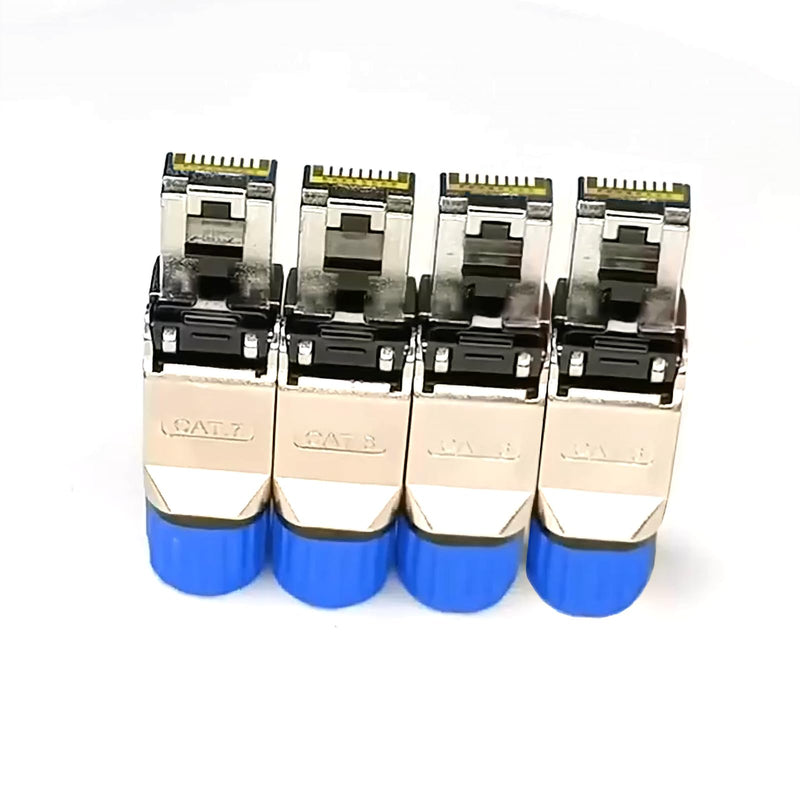 Cat8 Toolless Shielded RJ45 Connectors 6-Pack | Zinc Alloy Reusable Ethernet Plugs, 40Gbps 2000MHz PoE+, Fits 22–24 AWG Cat8 Cat7 Cat6a LAN Cables connector 6-pack