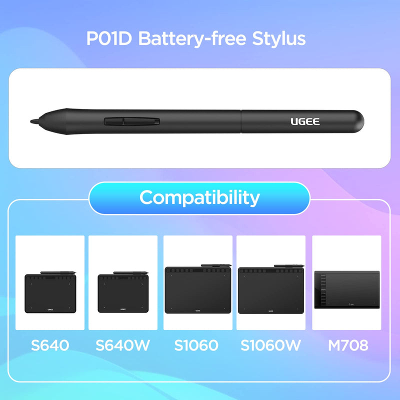 Drawing Tablet, UGEE Computer Graphics Tablets with 10 Hot Keys, 6.5x4 inch OSU Tablet with Battery Free Stylus