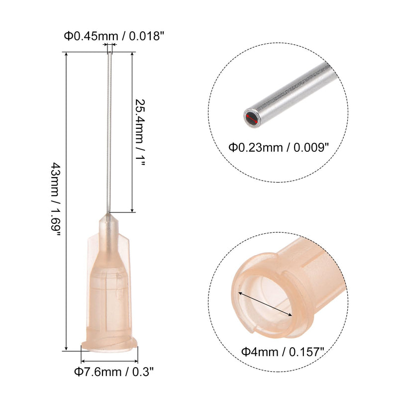 QUARKZMAN Industrial Blunt Tip Cannula 26G 1 Inch Length with Luer Lock Screw Connection, Dispensing Cannula for Liquid Glue Gun, 40 Pieces (Light Brown)