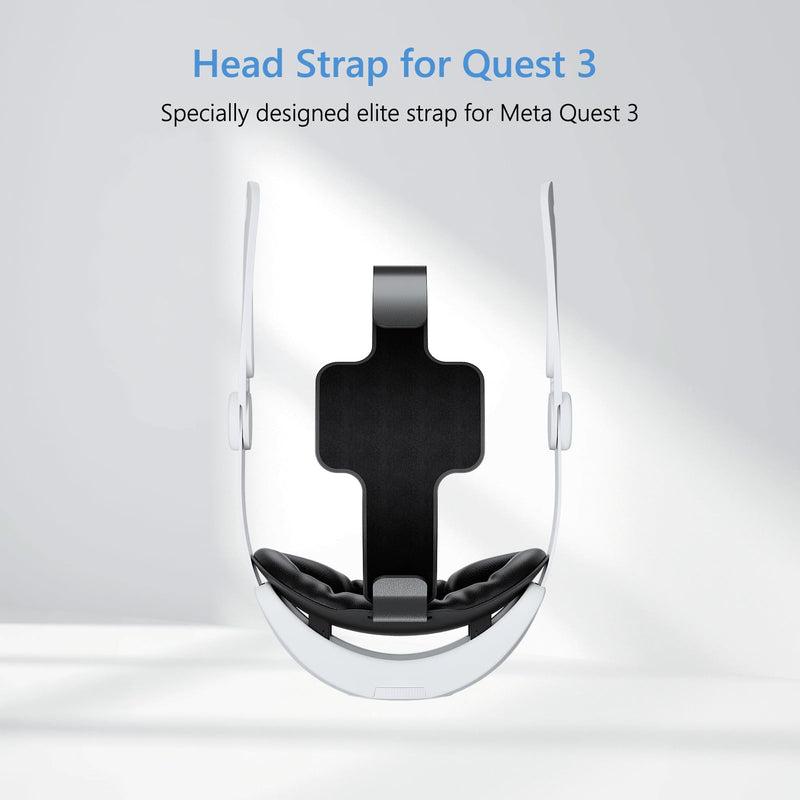 Upgraded Head Strap Compatible with 2023 Oculus Quest 3, Elite Strap for Meta Quest 3, One Click Stretch and Retract Design, VR Headset Accessories Enhanced Comfort Headstrap Replacement, White