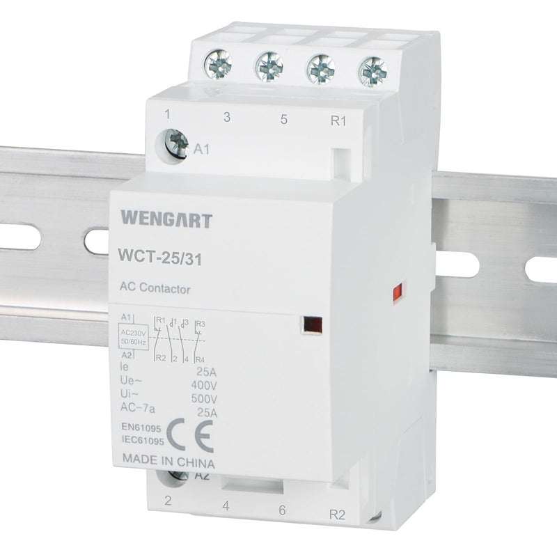 Wengart Household Contactor WCT-25, 3NO1NC, AC230V 25A, Precise Control, High Efficiency and Energy Saving Improve the Efficiency of the Electrical System
