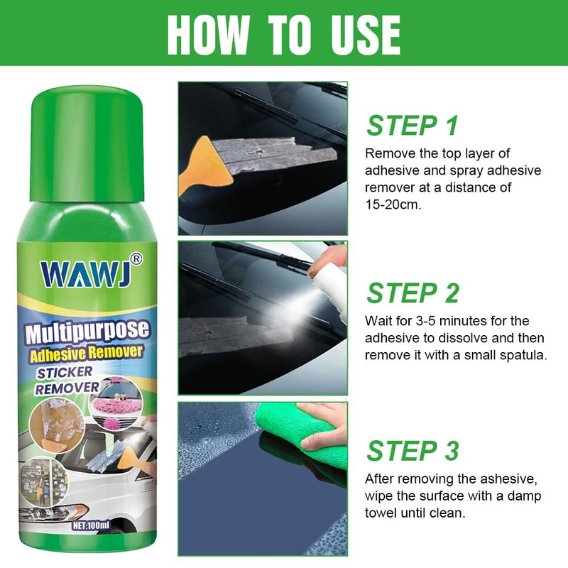 WAWJ® Label Remover, Multi-Purpose Adhesive Remover and Abrasion-Resistant Cleaner with Scraper, Quickly Removes Stubborn Labels, Adhesive Residues and Stickers from All Smooth Surfaces