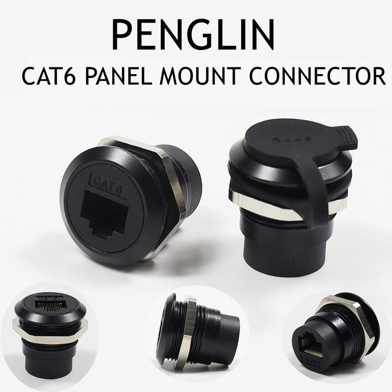PENGLIN 10PCS RJ45 CAT6 Shielded Panel Mount Connector Female to Female | CAT6//5e/5 8P8C Ethernet LAN Cable Coupler,Plug & Play Setup,Waterproof Cover Included 10PCS CAT6