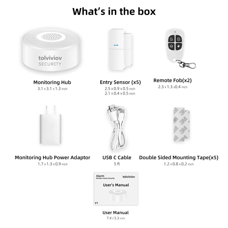 [AUSTRALIA] - WiFi Door Alarm System, Wireless DIY Smart Home Security System, with Phone APP Alert, 8 Pieces-Kit (Alarm Siren, Door Window Sensor, Remote), Compatible with Alexa, for House, Apartment by tolviviov White 8 