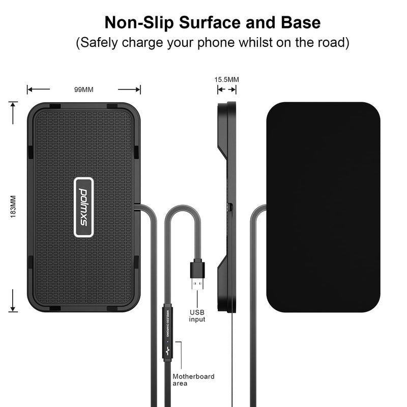 Wireless Charger Car Charging pad,Polmxs 15W Fast Wireless Phone Charger Cell Phone Cordless Charging mat Compatible with iPhone 11/12/12/14/15 Galaxy S21/S22/S23/24 (C12Y)