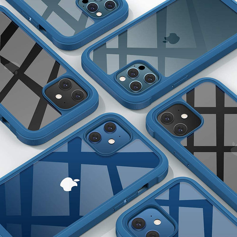 Diaclara Designed for iPhone 12/12 Pro Case, Full Body Rugged Case with Built-in Touch Sensitive Anti-Scratch Screen Protector, Soft TPU Bumper Case for iPhone 12/12 Pro 6.1" (Blue and Clear) iPhone 12 & iPhone 12 Pro 6.1" Blue and Clear