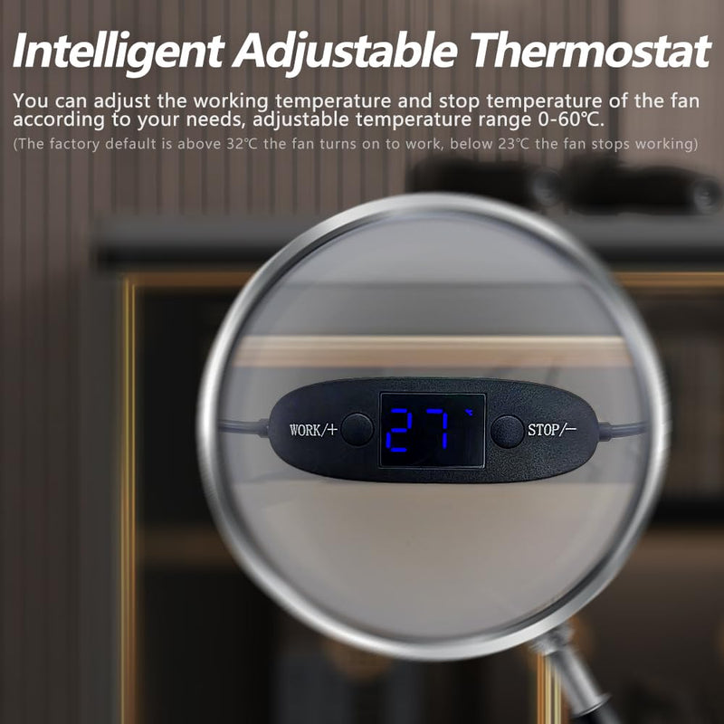 120mm USB Quiet Cabinets Cooling Fan System 6" with 0-60℃ Adjustable Thermostat Control, for Home Theater AV Cabinets,Plant House, pet Kennel Thermostat(0-60℃)+1pcs 120mm FAN
