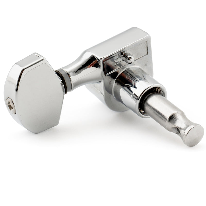 Musiclily Pro 6 inline 1-Pin Sealed Guitar Machine Heads Tuners 15:1 Ratio Tuning Pegs Keys for SQ Strat Tele Style Electric Guitar, Chrome with Hex Button