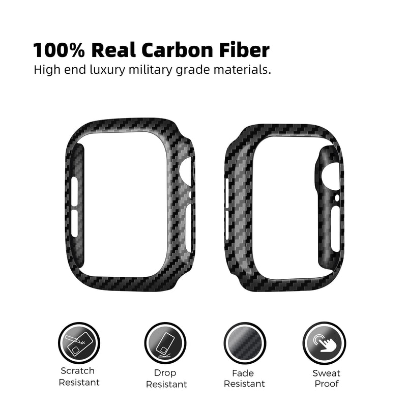 MONOCARBON Real 3K Carbon Fiber Case for 46 mm Apple Watch Series 10,Ultra Thin & Ultra Light Wrap-Around Hard Cover for 2024 New 46mm iwatch From Daily Scratches/Wear/Drop Twill Glossy Black