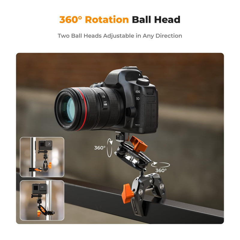 [AUSTRALIA] - K&F Concept MS13 Magic Arm with Super Clamp, Super Clamp with two 360° ball heads, 1/4" thread and 1/4" screw compatible with Camera, Phone, GoPro, Tripod Super Clamp with Magic Arm 