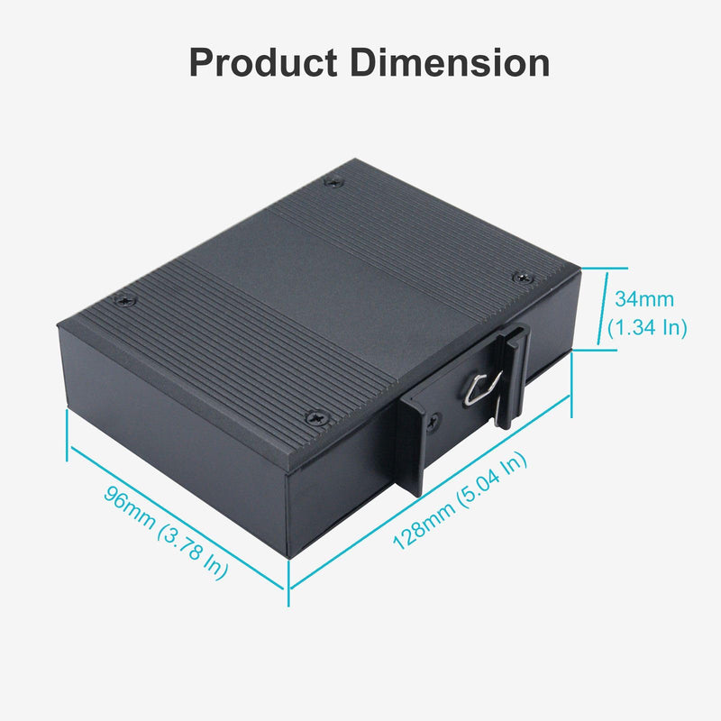 Industrial 5 Ports Gigabit Ethernet Switch Din Rail Mount Ethernet Hub | 10/100/1000Mbps, Aluminum Case, -40 to 176°F Operating Temperature, Cost–effective KP-GY005G