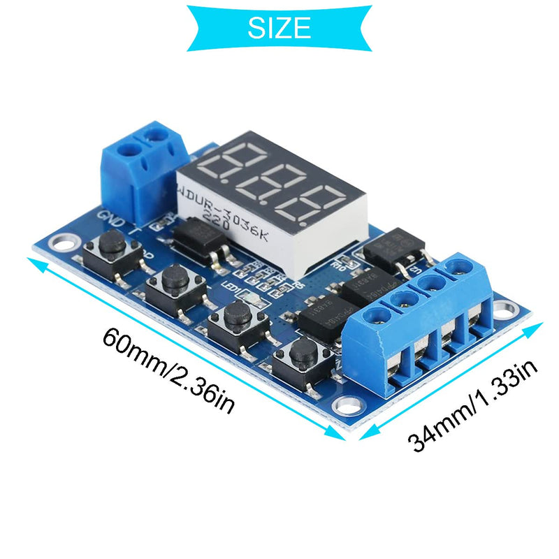Youmile 2pcs Time Relay 230V - Interval 12V Control Switch 5V - 36V Digital LED Relay Board Timer Delay Module with Screwdriver Red and Black Cable