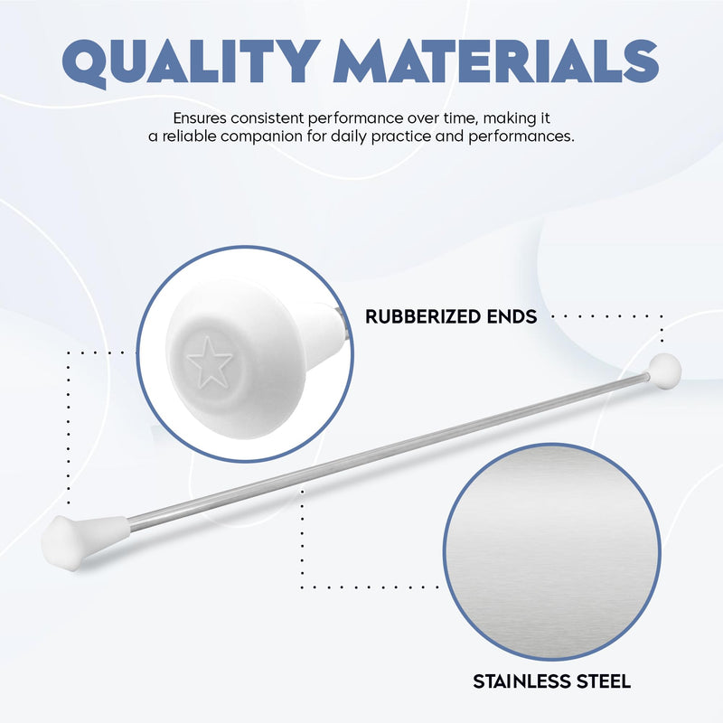 [AUSTRALIA] - 20 inch Twirling Marching Baton in Stainless Steel with Rubberized Ends Mini Shaft 3/8 with 2 Dancing Ribbons (20 Inch) 20 Inch 