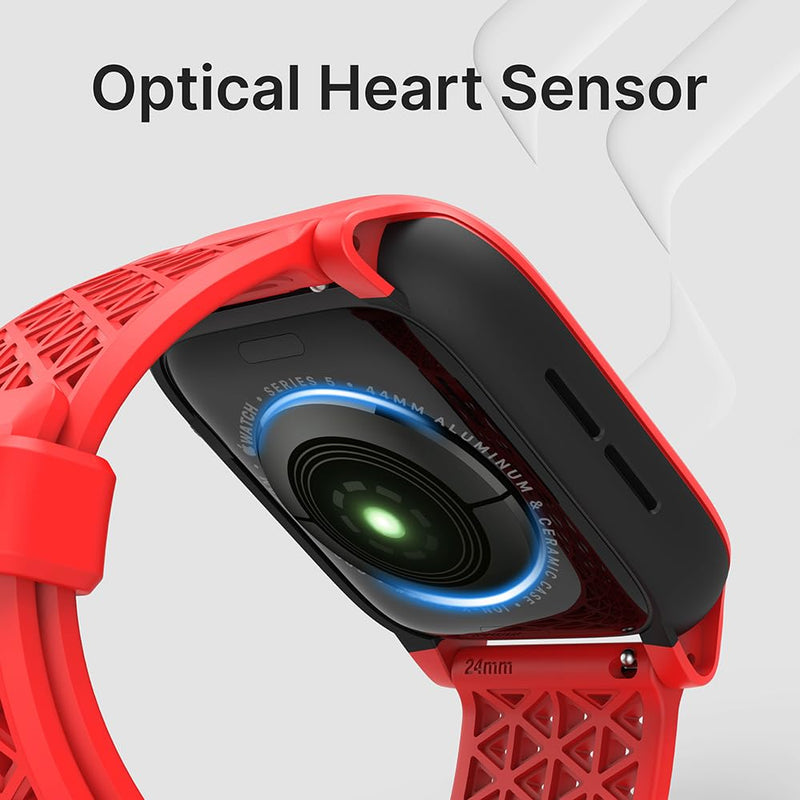 Designed for Apple Watch Series SE, 6, 5, and 4 (44mm) - Locking Edition Case With Sport Band - Drop Proof 9.9ft, Breathable, Rugged, Shock Proof Lava Red