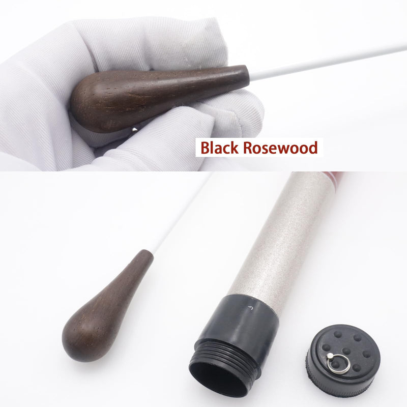 15 Inch Lightweight Wood Handle Conducting Baton, Professional Orchestra Conductor Wand with Case for Music Directors, Choral Symphony & Band Leaders Black Rosewood