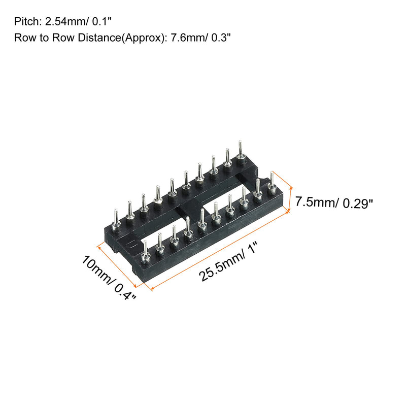 sourcing map DIP IC Chip Socket Adapter Flat Pin 20P 2.54 mm Pitch IC Socket for PCB Board Chip, 6 Pack