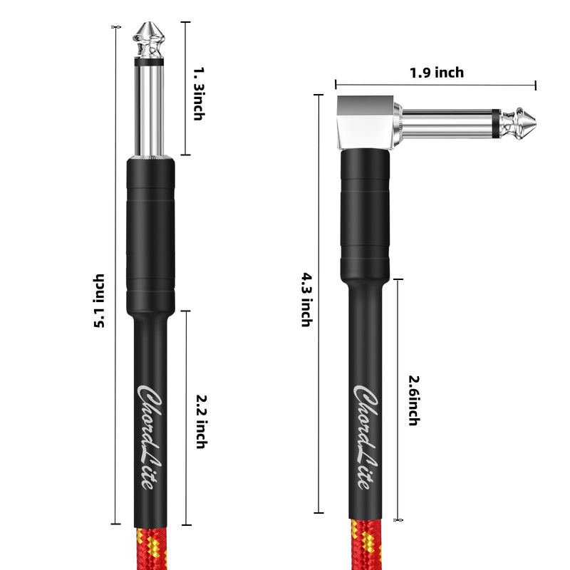 Premium Guitar Cable 10Ft,Basics TS Instrument Cable,1/4 Noise Free and Long-Lasting Guitar Cord for Electric Guitar/Bass and Keyboard (Right Angle to Straight, 10FT) Right Angle to Straight