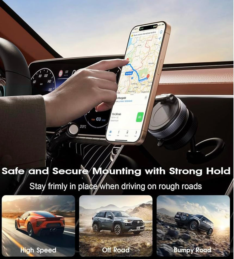 Car Phone Holder for Magsafe [78+LBS Strongest Suction & 2400gf Magnetic] 360° Adjustable Foldable Car Phone Mount, Phone Holders for Your Car for iPhone 17/16/15/14/13/12 Series