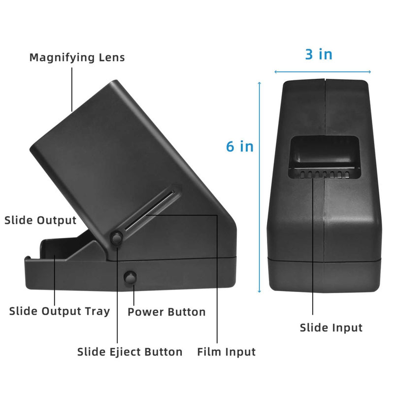 35mm Desk Top Portable Negative and Slide Viewer，LED Lighted and 3X Magnification