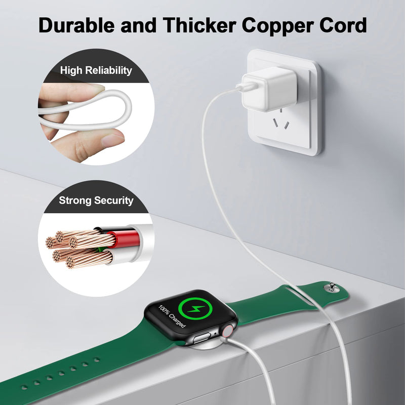 𝟐𝟎𝟐𝟒 𝐔𝐩𝐠𝐫𝐚𝐝𝐞𝐝 for Apple Watch Charger Magnetic Fast Charging Cable [Portable] Magnetic Wireless Charging Compatible with iWatch Series Ultra/9/8/7/6/SE/SE2/5/4/3/2-[3.3FT] White 1.0M