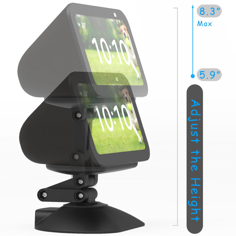 Stand for Echo Show 5 (3rd), Adjustable Height Tilt + Swivel Stand with Strong Magnetic, Rotates Side to Side, Compatible with Cell Phones & Show 5 (3/2/1 Gen) (Black)