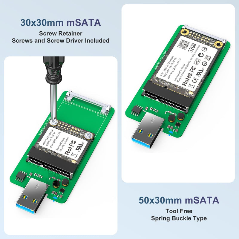 [AUSTRALIA] - MAIWO mSATA SSD to USB 3.0 Adapter Enclosure for 30x30mm 51x30mm Mini SATA Drive (No Cable Required) 2TB Capacity, 5Gbps Transfer Speed 