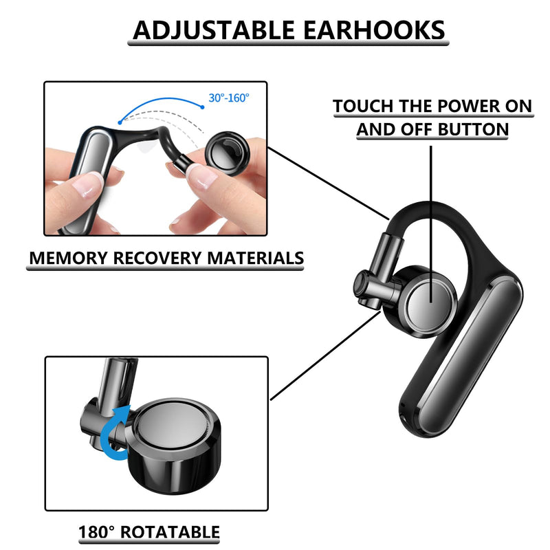 Bluetooth earpiece V5.4 Single Ear Bluetooth Headset, with Noise Cancellation and Microphone Compatible, Talk time of 35 Hours Bluetooth Phone Headset, Available for iPhone and Android. (Z8) Z8