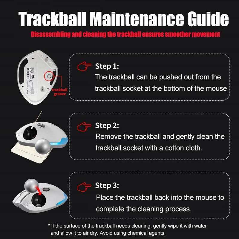 zelotes Wireless Trackball Mouse,Bluetooth Mouse,Rechargeable,4800 DPI, 2-in-1(BT 5.0/3.0+2.4GHz USB Receiver), 8 Buttons,Ergonomic Design,LED Lighting,for Laptop, PC, Pad,White White