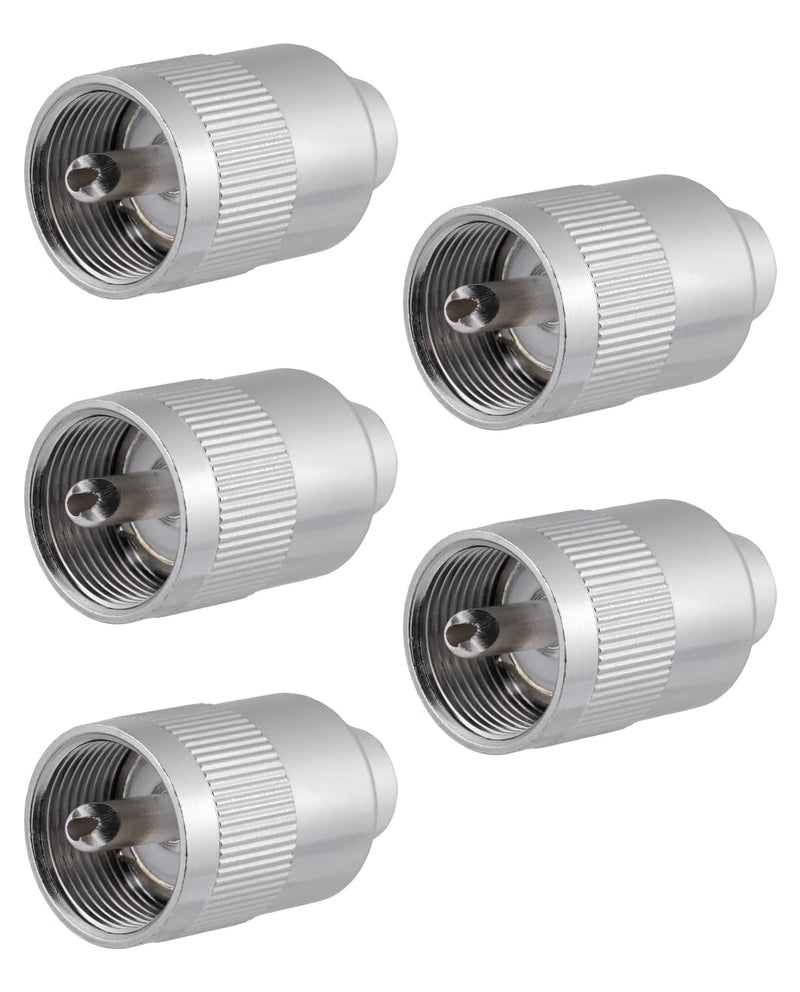 Vecys 5pcs PL259 UHF Male Connector 50 Ohm PL259 Male Plug Crimp RF Coaxial Plug Adapter for RG58 LMR195 RG142 RG400 Low Loss Coaxial Cable PL259 for RG58/RG400