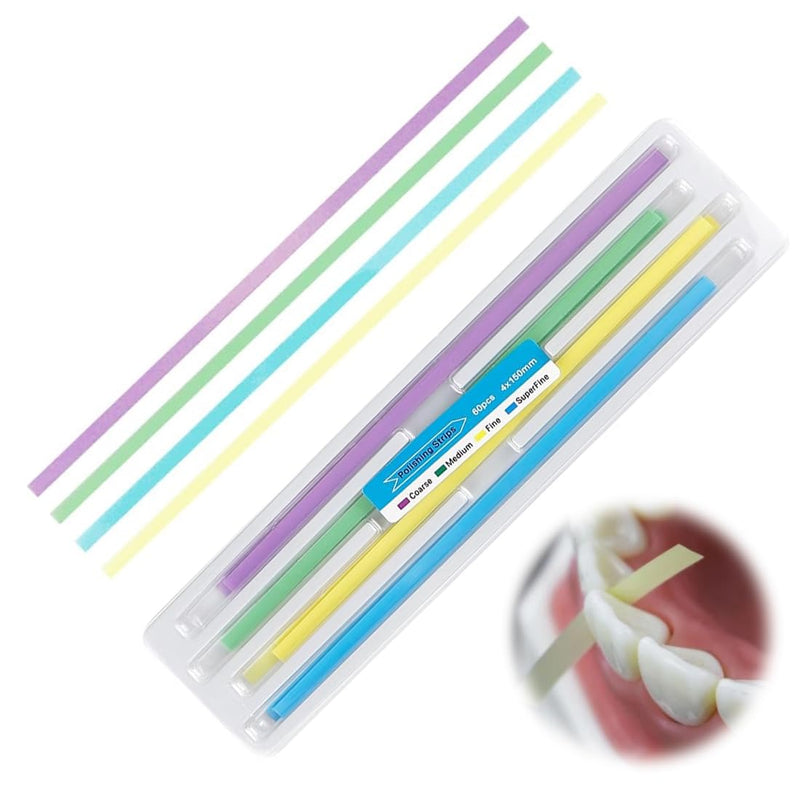 EIHI 60 Pieces Tooth Sandpaper for Spaces, Resistant Deep Cleaning Oral Hygiene, Tooth Sandpaper, Dental Sanding Strips, Teeth Polishing Finishing Gloss Contouring Tools Kit