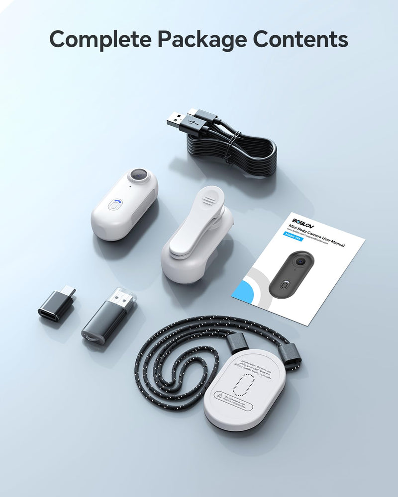 BOBLOV W4 2K Mini Body Camera, Wearable 128GB Camera with 360°Rotatable Clip & Magnetic Clip, 120 Minutes for Recording, Easy to Use and Take for Lecture, Traveling and Outdoors Activities (WT128GB) WT128GB