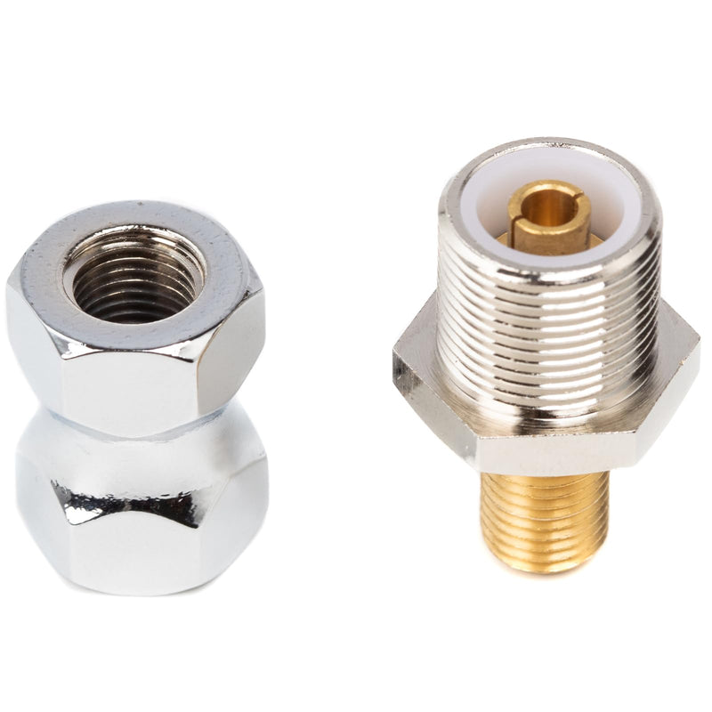 Heavy Duty SO-239 Stud Mount for CB Radio Antenna Standard 3/8 x 24 Threaded Antenna Stud Mount Adapter CB SO239 Stud Mount for Any 1/2" Hole Silver