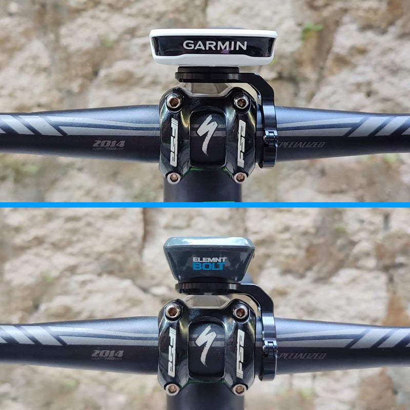 Mountain Bike Mount for Garmin Edge Wahoo Elemnt Bryton Rider Stages Dash Hammerhead Karoo, Bike Stem Mount for Handlebar 31.8mm(Black)