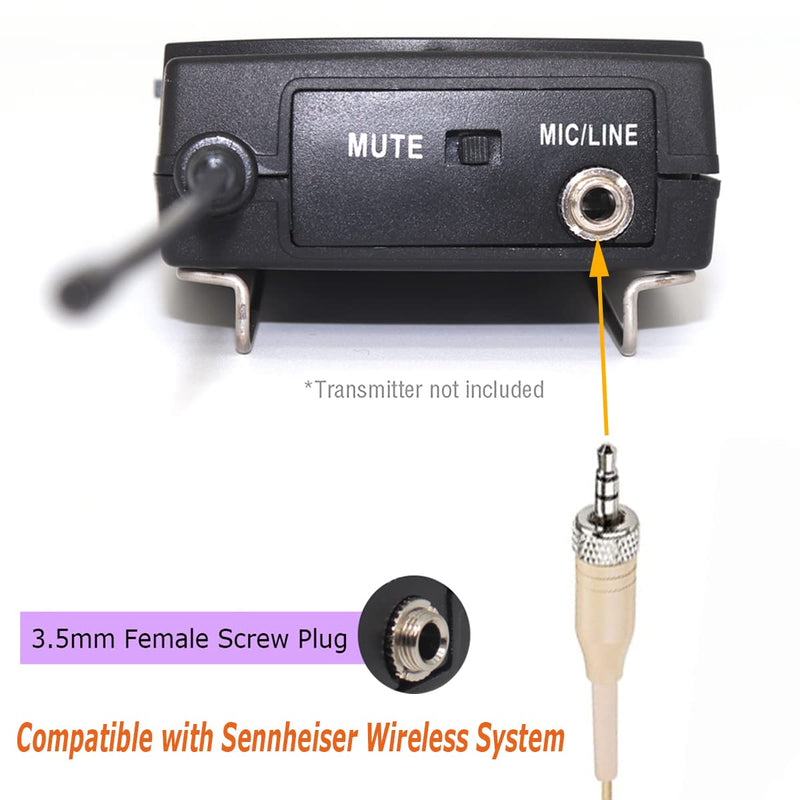 Foldable Headset Microphone Condenser Omnidirectional Double Over Ear Earset Headworn Mic Compatible with Sennheiser Wireless System Bodypack Transmitter with 1.2m Cable 3.5mm Female Screw Plug