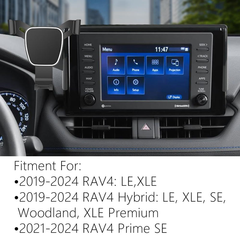 Car Phone Holder for 2019-2025 Toyota RAV4 LX XLE, Hybrid LE SE Woodland, Prime SE Auto Accessories Navigation Bracket Interior Decoration Mobile Cell Mount Case for RAV4 2019-2025（without air volume knob）