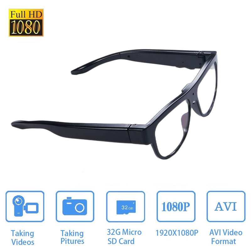 Camera Wearable Video Recording Glasses 1080p - Outdoor Sports Camera Glasses with 32GB Memory Card