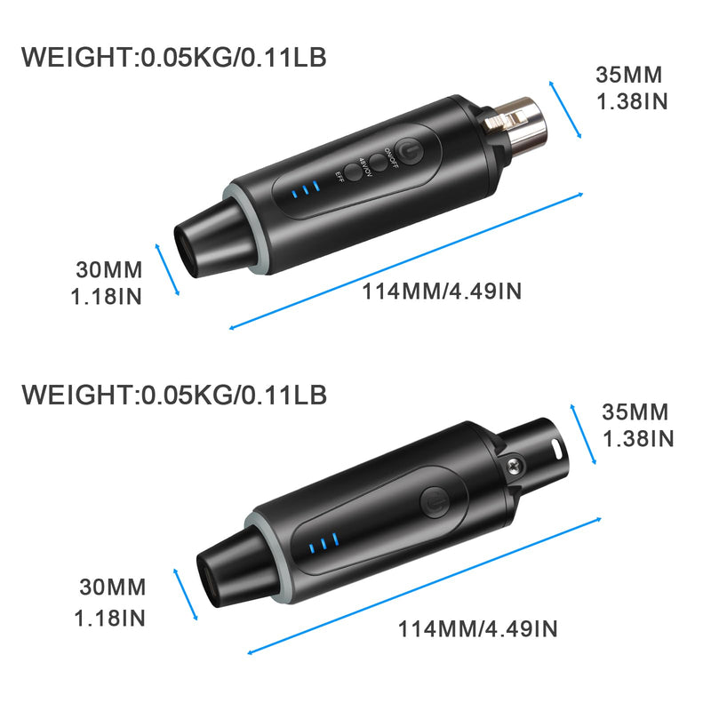 Depusheng S5 Wireless Microphone System Wireless Guitar Transmitter Receiver XLR Plug-on for Dynamic and 48V Condenser Microphones, Audio Mixer, with 48v Phantom Power and Reverb Switch