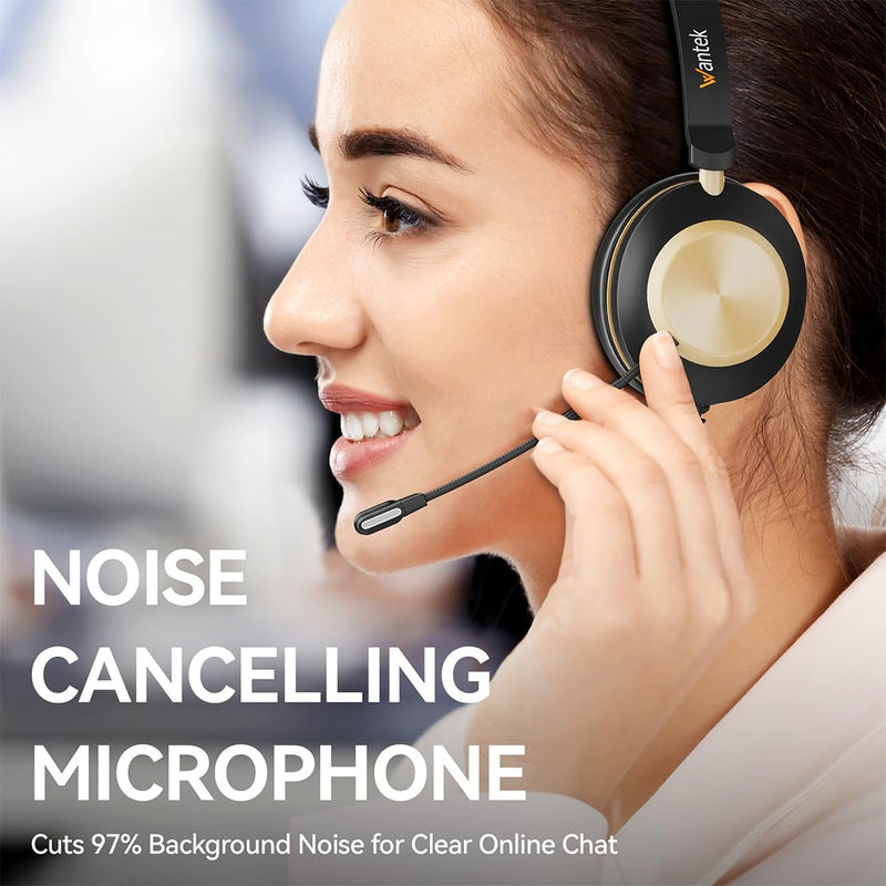 Wantek Headset with Mic, USB Headset with Microphone, Computer Headset with Noise Cancelling Microphone for Laptop PC, Mute in-line Controls 88USBC