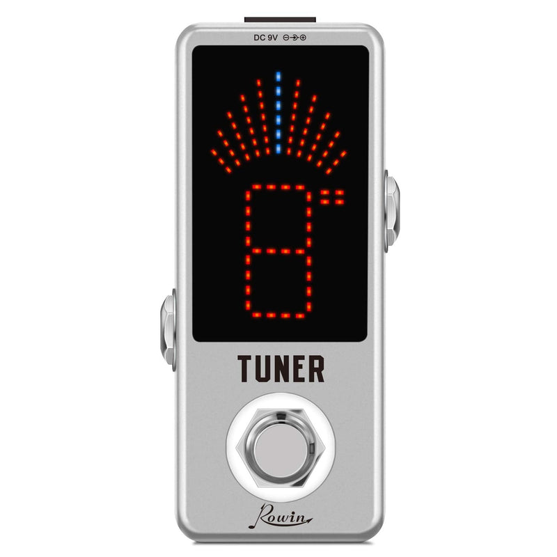 Rowin LT-910 Chromatic Tuner Pedal - Ultra-Precise Strobe Mode (±0.1% Accuracy), LED Display, True Bypass, Compact Metal Design (DC 9V Powered, Adapter not Included)