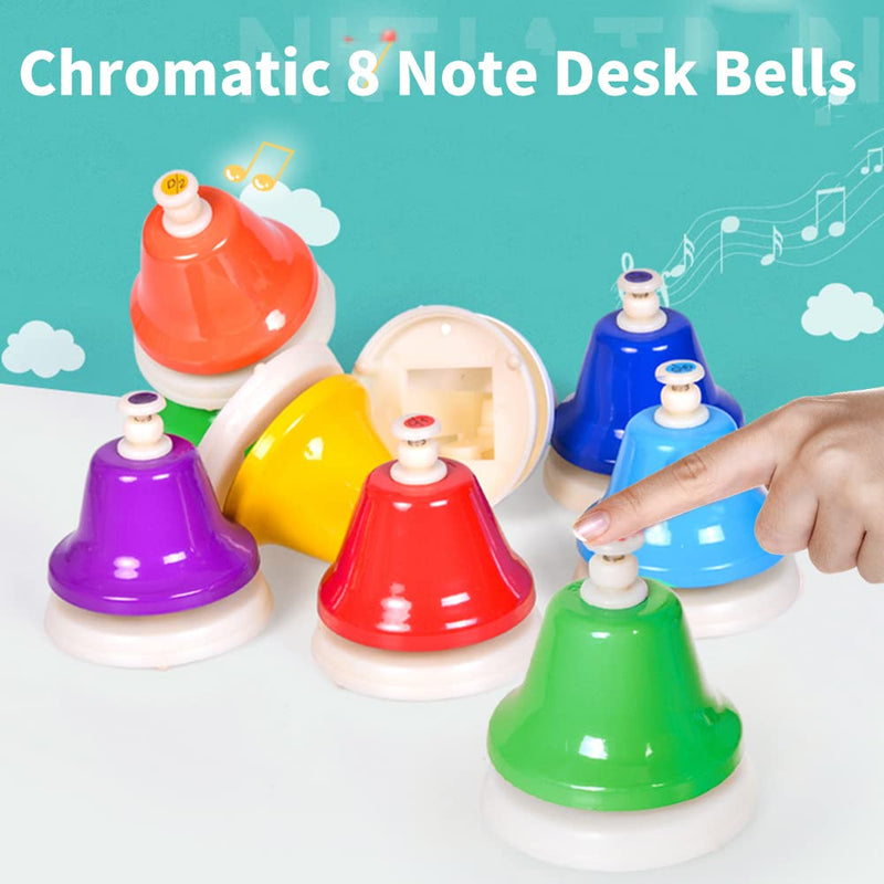 ENNBOM Desk Bell 8 Notes Music Percussion Instrument - Diatonic Hand Bell for Musical Teaching